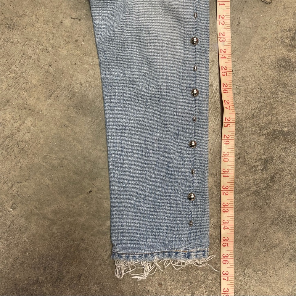 RE/DONE Straight Leg Distressed High Rise Studded Jeans 24 - Picture 6 of 10
